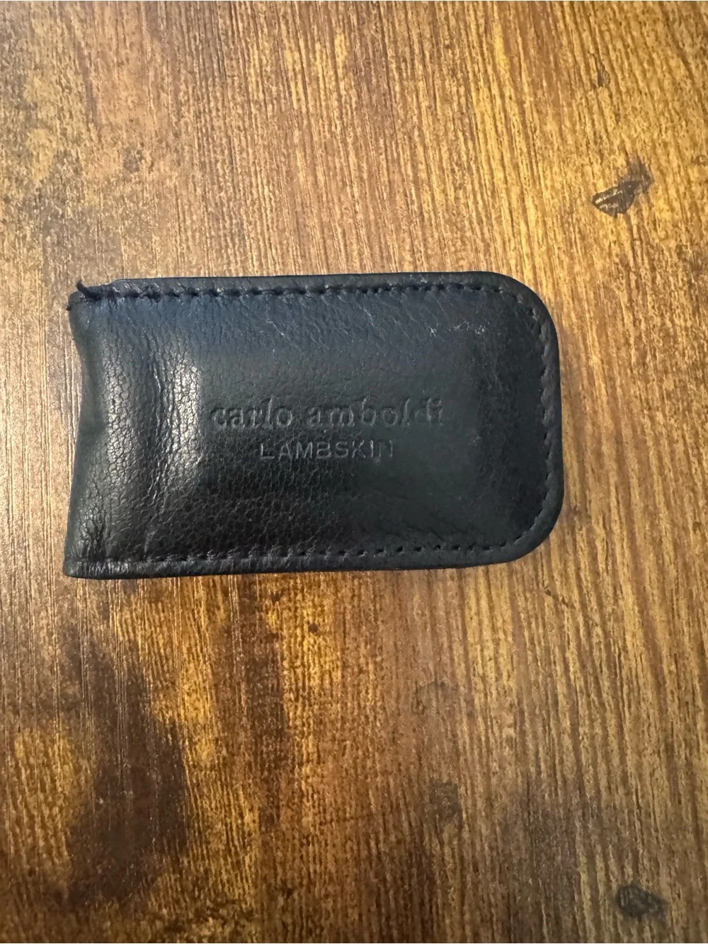 Carlo Amboldi Lambskin Leather Magnetic Money‎ Clip Black Holds Bills Secure
